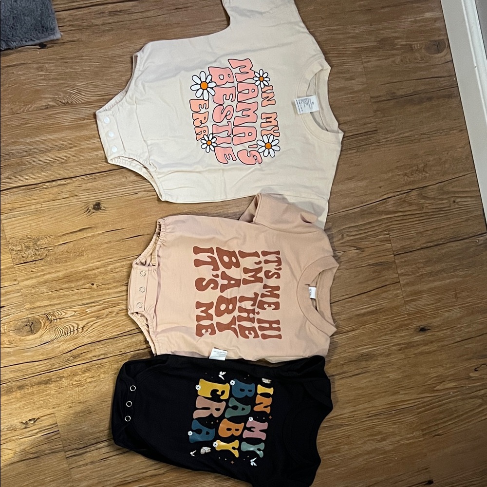 Baby Graphic Bodysuit Set - Cream, Tan, and Black